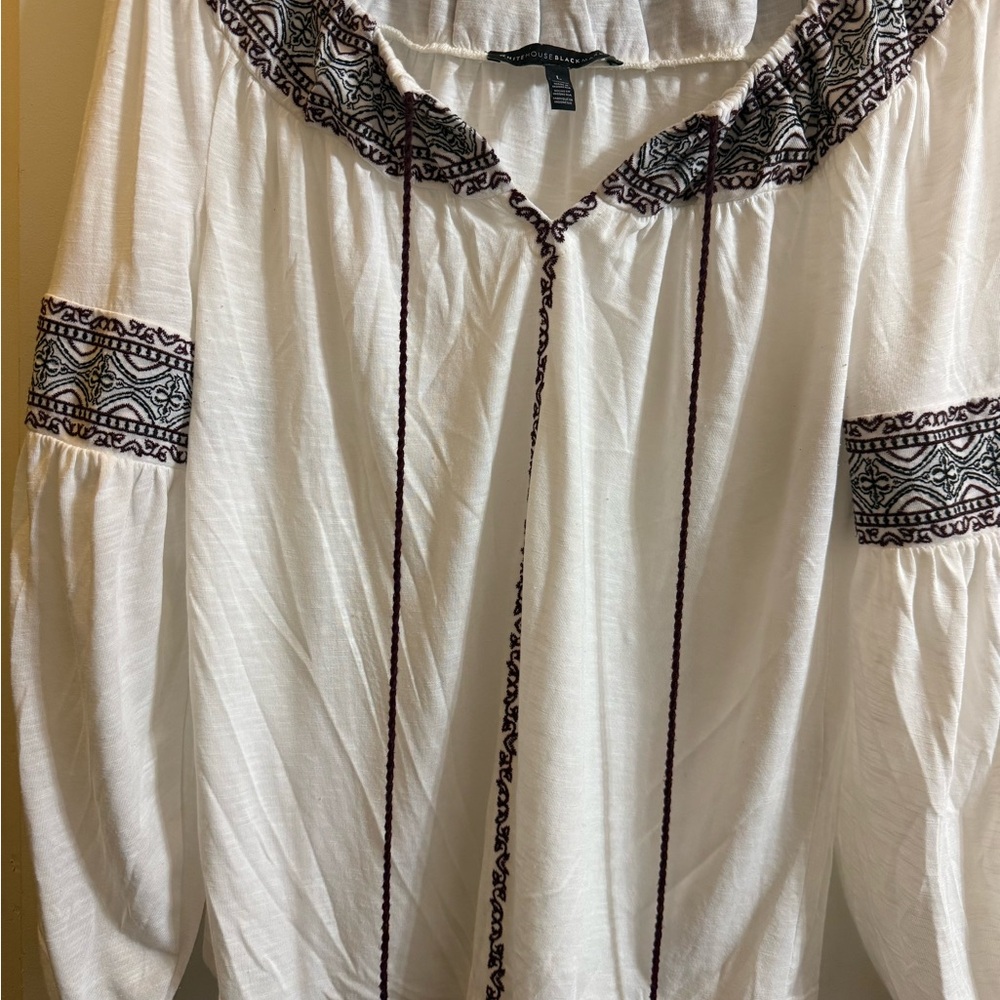 White House Black Market Cream Tie Front Blouse